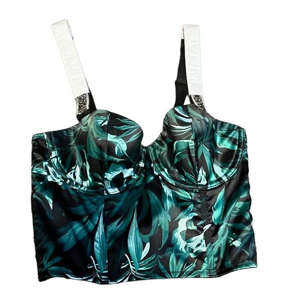 Victoria’s Secret Very Sexy Leaf Tropical Glitter Strap Corset Crop Top NWT 32C - Picture 1 of 7